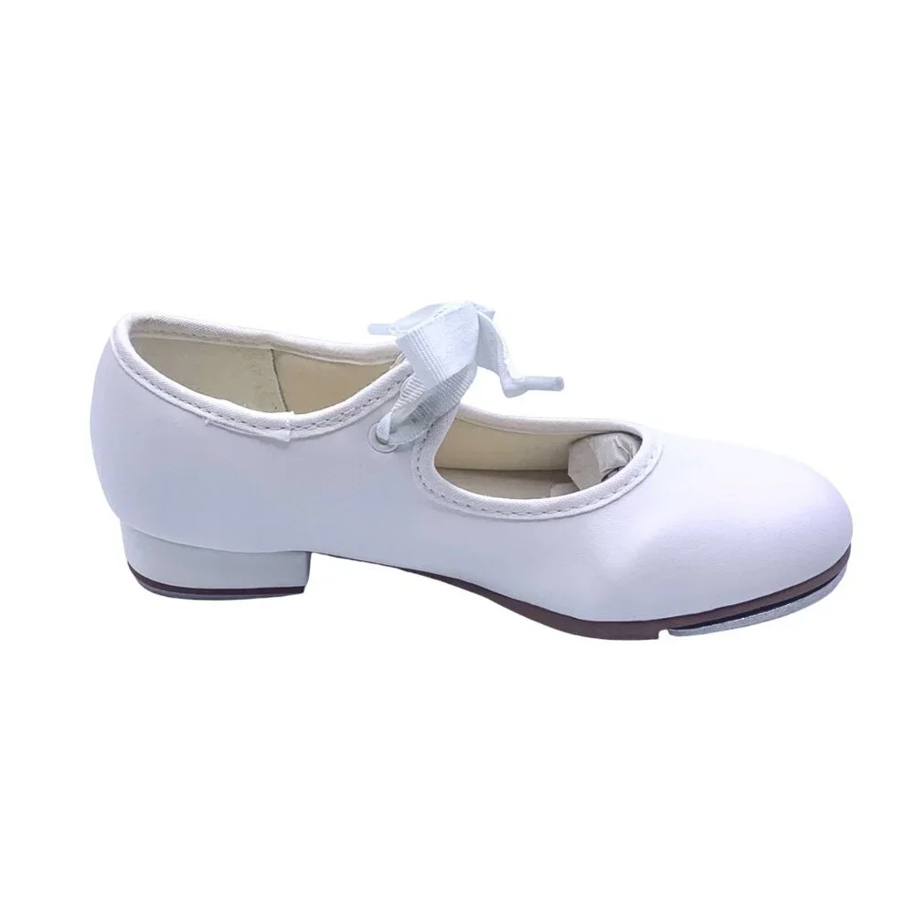 So Danca White Tyette Tap Shoes Valiant Vegan Little Girls 13 Dance TA35 Bow